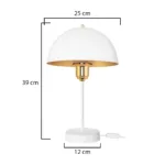 GLOBOSTAR® GAZETA 203-0302 Μοντέρνο Επιτραπέζιο Φωτιστικό Πορτατίφ με Ντουί 1 x E27 AC 220-240V IP20 - Λευκό & Χρυσό  - Μ25 x Π25 x Υ39cm - Image 3