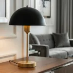 GLOBOSTAR® GAZETA 203-0305 Μοντέρνο Επιτραπέζιο Φωτιστικό Πορτατίφ με Ντουί 1 x E27 AC 220-240V IP20 - Μαύρο & Χρυσό - Μ25 x Π25 x Υ39cm - Image 4
