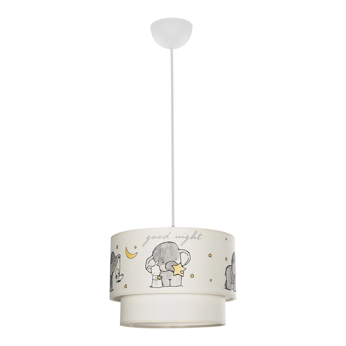 GloboStar® ELEPHANT 204-0002 Παιδικό Κρεμαστό Φωτιστικό Φιγούρα Μονόφωτο 1 x E27 IP20 Λευκό Ύφασμα - Μ30 x Π30 x Υ70cm - Image 3