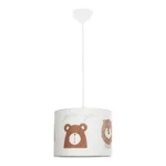 GloboStar® BEAR 204-0018 Παιδικό Κρεμαστό Φωτιστικό Φιγούρα Μονόφωτο 1 x E27 IP20 Λευκό Ύφασμα - Μ28 x Π28 x Υ70cm - Image 3