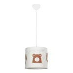 GloboStar® BEAR 204-0021 Παιδικό Κρεμαστό Φωτιστικό Φιγούρα Μονόφωτο 1 x E27 IP20 Λευκό Ύφασμα - Μ24 x Π24 x Υ70cm - Image 3