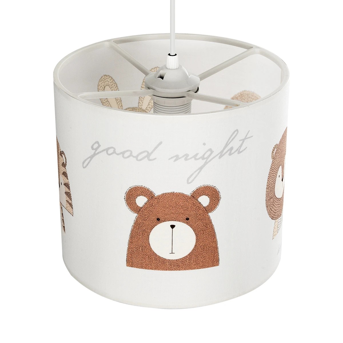 GloboStar® BEAR 204-0021 Παιδικό Κρεμαστό Φωτιστικό Φιγούρα Μονόφωτο 1 x E27 IP20 Λευκό Ύφασμα - Μ24 x Π24 x Υ70cm - Image 6