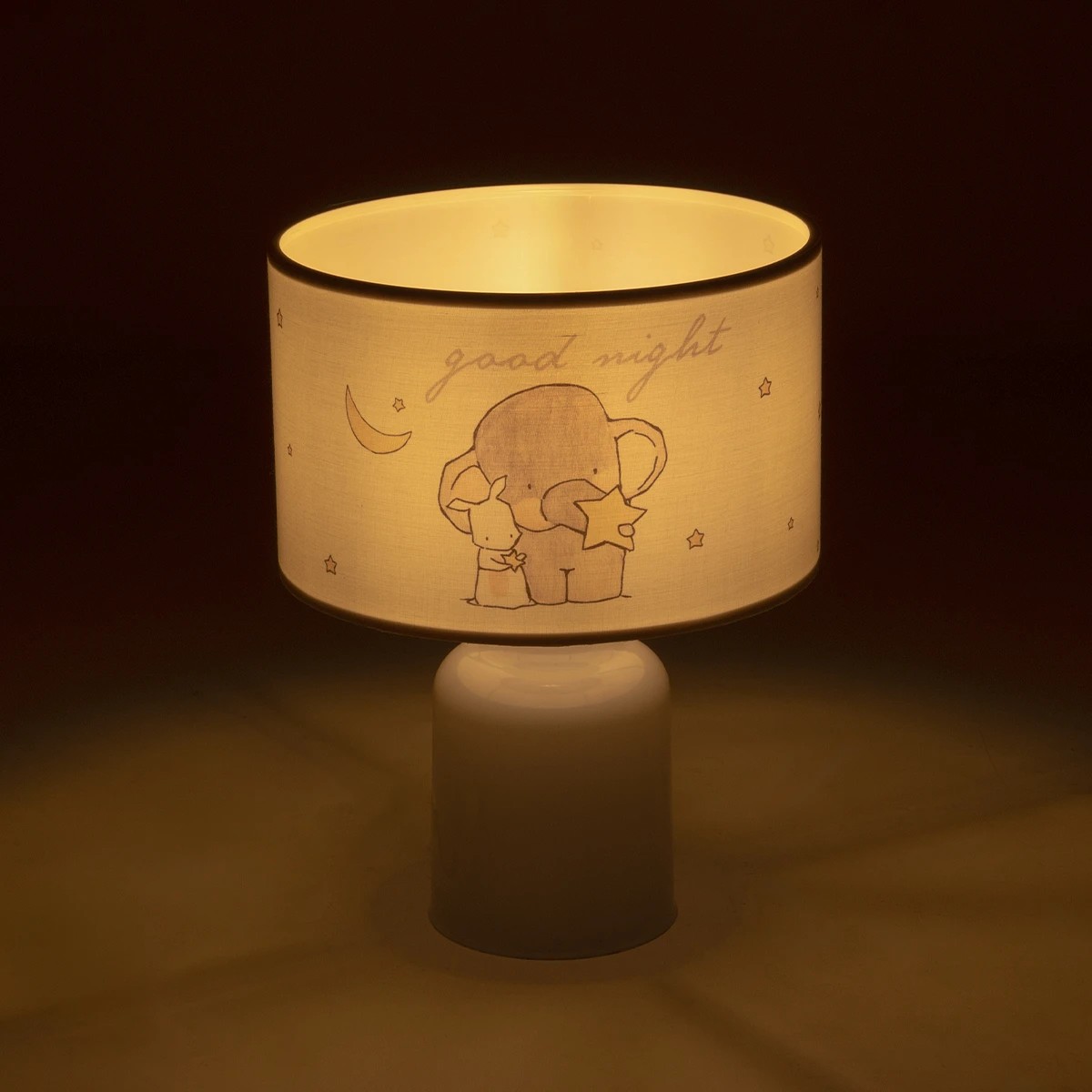 GloboStar® ELEPHANT 204-0025 Παιδικό Eπιτραπέζιο Φωτιστικό Φιγούρα Μονόφωτο 1 x E27 IP20 Λευκό & Γκρι Ύφασμα - Μ24 x Π24 x Υ32cm - Image 2