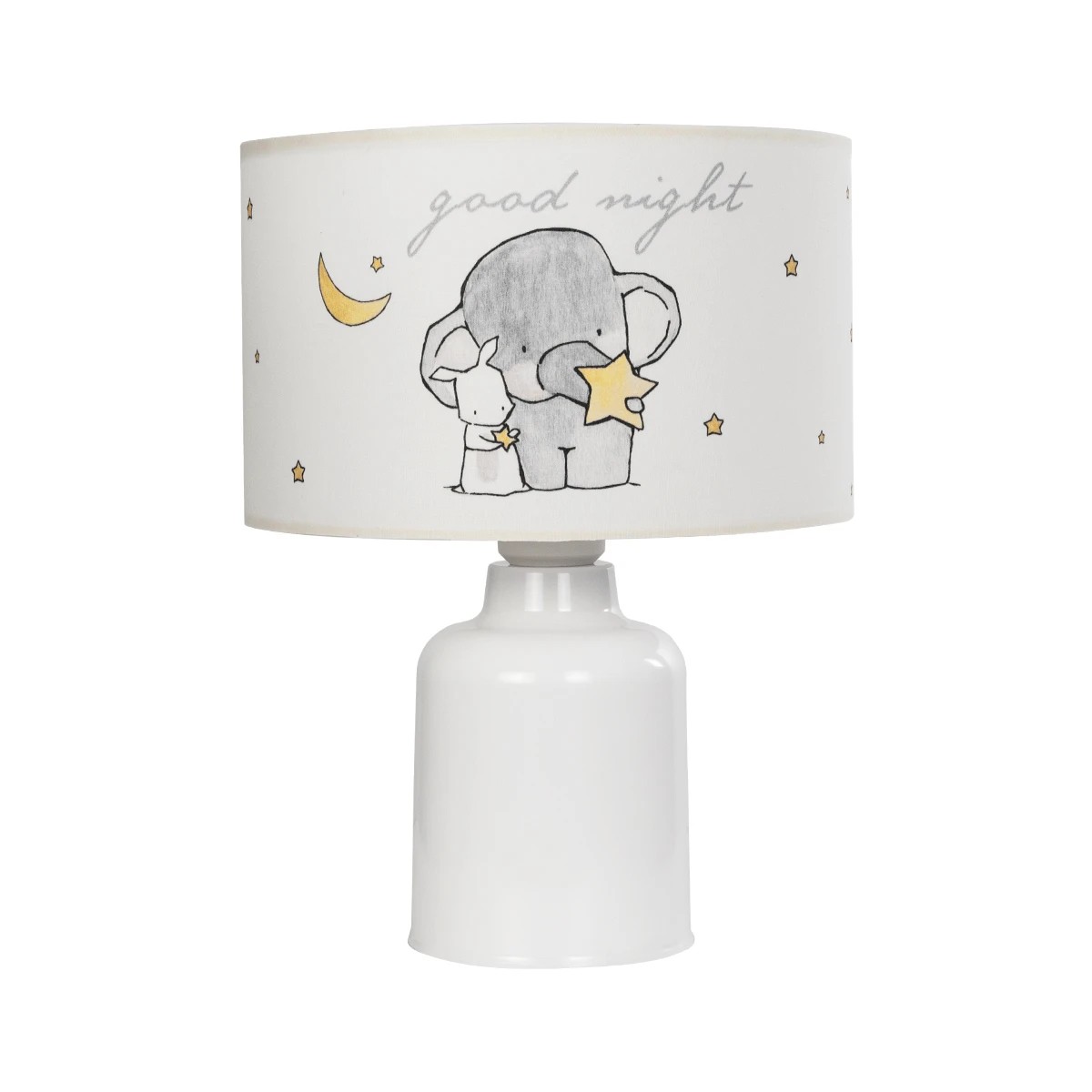 GloboStar® ELEPHANT 204-0025 Παιδικό Eπιτραπέζιο Φωτιστικό Φιγούρα Μονόφωτο 1 x E27 IP20 Λευκό & Γκρι Ύφασμα - Μ24 x Π24 x Υ32cm - Image 3