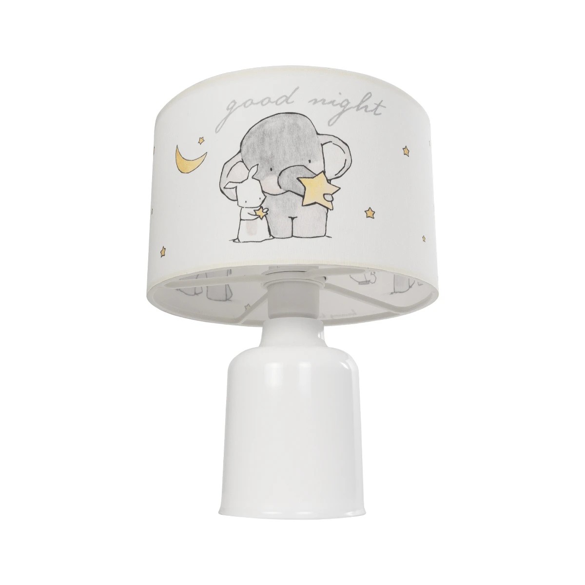 GloboStar® ELEPHANT 204-0025 Παιδικό Eπιτραπέζιο Φωτιστικό Φιγούρα Μονόφωτο 1 x E27 IP20 Λευκό & Γκρι Ύφασμα - Μ24 x Π24 x Υ32cm - Image 4