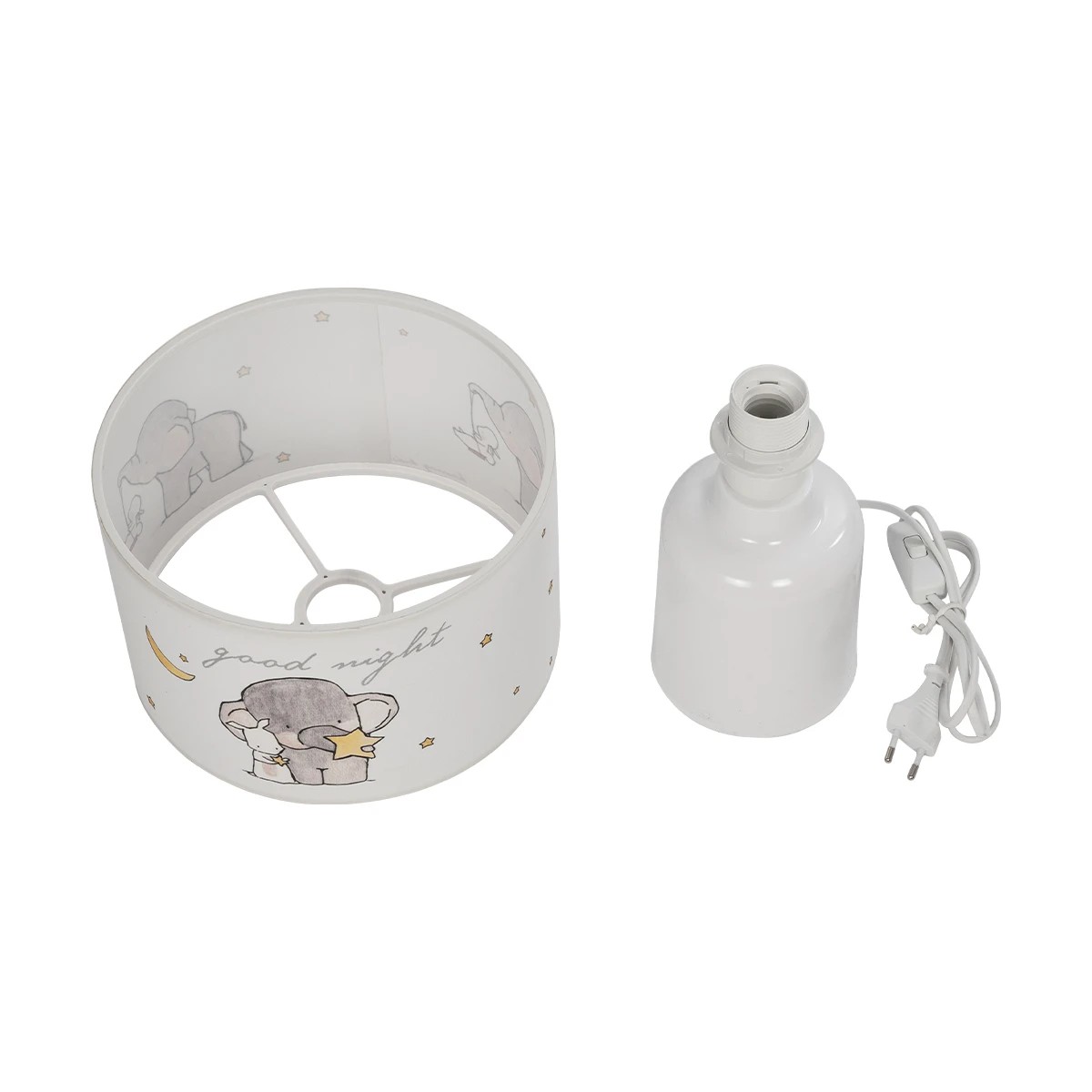 GloboStar® ELEPHANT 204-0025 Παιδικό Eπιτραπέζιο Φωτιστικό Φιγούρα Μονόφωτο 1 x E27 IP20 Λευκό & Γκρι Ύφασμα - Μ24 x Π24 x Υ32cm - Image 8