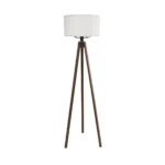 GloboStar® SAGA 204-0031 Μοντέρνο Eπιδαπέδιο Φωτιστικό Μονόφωτο 1 x E27 IP20 Καρυδί Ξύλο με Μπεζ Ύφασμα - Μ38 x Π38 x Υ140cm - Image 2