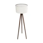 GloboStar® SAGA 204-0031 Μοντέρνο Eπιδαπέδιο Φωτιστικό Μονόφωτο 1 x E27 IP20 Καρυδί Ξύλο με Μπεζ Ύφασμα - Μ38 x Π38 x Υ140cm - Image 3