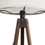 GloboStar® SAGA 204-0031 Μοντέρνο Eπιδαπέδιο Φωτιστικό Μονόφωτο 1 x E27 IP20 Καρυδί Ξύλο με Μπεζ Ύφασμα - Μ38 x Π38 x Υ140cm - Image 5