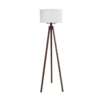 GloboStar® SAGA 204-0032 Μοντέρνο Eπιδαπέδιο Φωτιστικό Μονόφωτο 1 x E27 IP20 Καρυδί Ξύλο με Λευκό Ύφασμα - Μ38 x Π38 x Υ140cm - Image 2