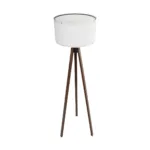 GloboStar® SAGA 204-0032 Μοντέρνο Eπιδαπέδιο Φωτιστικό Μονόφωτο 1 x E27 IP20 Καρυδί Ξύλο με Λευκό Ύφασμα - Μ38 x Π38 x Υ140cm - Image 3