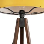 GloboStar® SAGA 204-0033 Μοντέρνο Eπιδαπέδιο Φωτιστικό Μονόφωτο 1 x E27 IP20 Καρυδί Ξύλο με Κίτρινο Ύφασμα - Μ38 x Π38 x Υ140cm - Image 5