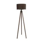 GloboStar® SAGA 204-0034 Μοντέρνο Eπιδαπέδιο Φωτιστικό Μονόφωτο 1 x E27 IP20 Καρυδί Ξύλο με Καφέ Ύφασμα - Μ38 x Π38 x Υ140cm - Image 2