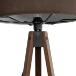 GloboStar® SAGA 204-0034 Μοντέρνο Eπιδαπέδιο Φωτιστικό Μονόφωτο 1 x E27 IP20 Καρυδί Ξύλο με Καφέ Ύφασμα - Μ38 x Π38 x Υ140cm - Image 5