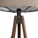 GloboStar® SAGA 204-0036 Μοντέρνο Eπιδαπέδιο Φωτιστικό Μονόφωτο 1 x E27 IP20 Καρυδί Ξύλο με Γκρι Ύφασμα - Μ38 x Π38 x Υ140cm - Image 5