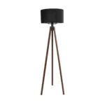 GloboStar® SAGA 204-0038 Μοντέρνο Eπιδαπέδιο Φωτιστικό Μονόφωτο 1 x E27 IP20 Καρυδί Ξύλο με Μαύρο Ύφασμα - Μ38 x Π38 x Υ140cm - Image 2