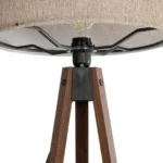 GloboStar® SAGA 204-0039 Μοντέρνο Eπιδαπέδιο Φωτιστικό Μονόφωτο 1 x E27 IP20 Καρυδί Ξύλο με Μπεζ Ύφασμα - Μ38 x Π38 x Υ140cm - Image 5