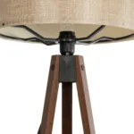 GloboStar® SAGA 204-0040 Μοντέρνο Eπιδαπέδιο Φωτιστικό Μονόφωτο 1 x E27 IP20 Καρυδί Ξύλο με Μπεζ Ύφασμα - Μ38 x Π38 x Υ140cm - Image 5