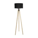 GloboStar® SAGA 204-0041 Μοντέρνο Eπιδαπέδιο Φωτιστικό Μονόφωτο 1 x E27 IP20 Μπεζ Ξύλο με Μαύρο Ύφασμα - Μ38 x Π38 x Υ140cm - Image 2