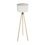 GloboStar® SAGA 204-0046 Μοντέρνο Eπιδαπέδιο Φωτιστικό Μονόφωτο 1 x E27 IP20 Μπεζ Ξύλο με Λευκό Ύφασμα - Μ38 x Π38 x Υ140cm - Image 3