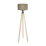 GloboStar® SAGA 204-0047 Μοντέρνο Eπιδαπέδιο Φωτιστικό Μονόφωτο 1 x E27 IP20 Μπεζ Ξύλο με Πράσινο Ύφασμα - Μ38 x Π38 x Υ140cm - Image 2