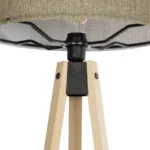 GloboStar® SAGA 204-0047 Μοντέρνο Eπιδαπέδιο Φωτιστικό Μονόφωτο 1 x E27 IP20 Μπεζ Ξύλο με Πράσινο Ύφασμα - Μ38 x Π38 x Υ140cm - Image 5