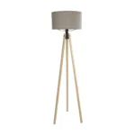 GloboStar® SAGA 204-0048 Μοντέρνο Eπιδαπέδιο Φωτιστικό Μονόφωτο 1 x E27 IP20 Μπεζ Ξύλο με Γκρι Ύφασμα - Μ38 x Π38 x Υ140cm - Image 2