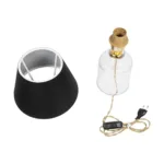 GloboStar® TRANS 204-0054 Μοντέρνο Eπιτραπέζιο Φωτιστικό Μονόφωτο 1 x E27 IP20 Διάφανο Πλαστικό με Μαύρο Ύφασμα - Μ22 x Π22 x Υ14cm - Image 10