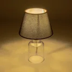 GloboStar® TRANS 204-0054 Μοντέρνο Eπιτραπέζιο Φωτιστικό Μονόφωτο 1 x E27 IP20 Διάφανο Πλαστικό με Μαύρο Ύφασμα - Μ22 x Π22 x Υ14cm - Image 2