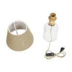 GloboStar® TRANS 204-0055 Μοντέρνο Eπιτραπέζιο Φωτιστικό Μονόφωτο 1 x E27 IP20 Διάφανο Πλαστικό με Μπεζ Ύφασμα - Μ22 x Π22 x Υ14cm - Image 10