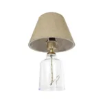 GloboStar® TRANS 204-0055 Μοντέρνο Eπιτραπέζιο Φωτιστικό Μονόφωτο 1 x E27 IP20 Διάφανο Πλαστικό με Μπεζ Ύφασμα - Μ22 x Π22 x Υ14cm - Image 4