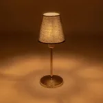 GloboStar® GLOSSY 204-0056 Μοντέρνο Eπιτραπέζιο Φωτιστικό Μονόφωτο 1 x E27 IP20 Χρυσό Μέταλλο με Μαύρο Ύφασμα - Μ13 x Π13 x Υ37cm - Image 2