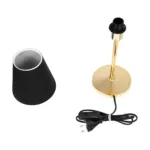 GloboStar® GLOSSY 204-0056 Μοντέρνο Eπιτραπέζιο Φωτιστικό Μονόφωτο 1 x E27 IP20 Χρυσό Μέταλλο με Μαύρο Ύφασμα - Μ13 x Π13 x Υ37cm - Image 9