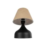 GloboStar® PYRAMID 204-0057 Μοντέρνο Eπιτραπέζιο Φωτιστικό Μονόφωτο 1 x E27 IP20 Μαύρο Μέταλλο με Μπεζ Ύφασμα - Μ22 x Π22 x Υ30cm - Image 4
