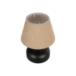 GloboStar® PYRAMID 204-0057 Μοντέρνο Eπιτραπέζιο Φωτιστικό Μονόφωτο 1 x E27 IP20 Μαύρο Μέταλλο με Μπεζ Ύφασμα - Μ22 x Π22 x Υ30cm - Image 5