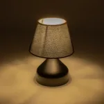 GloboStar® PYRAMID 204-0058 Μοντέρνο Eπιτραπέζιο Φωτιστικό Μονόφωτο 1 x E27 IP20 Μαύρο Μέταλλο με Μαύρο Ύφασμα - Μ22 x Π22 x Υ30cm - Image 2