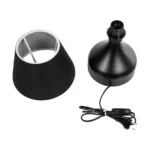 GloboStar® PYRAMID 204-0058 Μοντέρνο Eπιτραπέζιο Φωτιστικό Μονόφωτο 1 x E27 IP20 Μαύρο Μέταλλο με Μαύρο Ύφασμα - Μ22 x Π22 x Υ30cm - Image 9