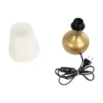 GloboStar® SWEET 204-0061 Μοντέρνο Eπιτραπέζιο Φωτιστικό Μονόφωτο 1 x E27 IP20 Χρυσό Μέταλλο με Μπεζ Ύφασμα - Μ13 x Π13 x Υ25cm - Image 9