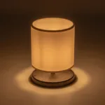 GloboStar® MINNIE 204-0062 Μοντέρνο Eπιτραπέζιο Φωτιστικό Μονόφωτο 1 x E27 IP20 Μαύρο Ξύλο με Μπεζ Ύφασμα - Μ15 x Π15 x Υ22cm - Image 2