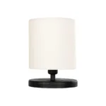 GloboStar® MINNIE 204-0062 Μοντέρνο Eπιτραπέζιο Φωτιστικό Μονόφωτο 1 x E27 IP20 Μαύρο Ξύλο με Μπεζ Ύφασμα - Μ15 x Π15 x Υ22cm - Image 3