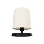 GloboStar® MINNIE 204-0062 Μοντέρνο Eπιτραπέζιο Φωτιστικό Μονόφωτο 1 x E27 IP20 Μαύρο Ξύλο με Μπεζ Ύφασμα - Μ15 x Π15 x Υ22cm - Image 4