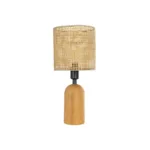GloboStar® HARD 204-0065 Μοντέρνο Eπιτραπέζιο Φωτιστικό Μονόφωτο 1 x E27 IP20 Καφέ Ξύλο με Μπεζ Rattan - Μ15 x Π15 x Υ35cm - Image 3
