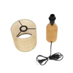 GloboStar® HARD 204-0065 Μοντέρνο Eπιτραπέζιο Φωτιστικό Μονόφωτο 1 x E27 IP20 Καφέ Ξύλο με Μπεζ Rattan - Μ15 x Π15 x Υ35cm - Image 9