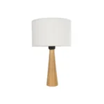 GloboStar® COBRA 204-0066 Μοντέρνο Eπιτραπέζιο Φωτιστικό Μονόφωτο 1 x E27 IP20 Καφέ Ξύλο με Μπεζ Ύφασμα - Μ24 x Π24 x Υ38cm - Image 3