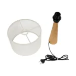 GloboStar® COBRA 204-0066 Μοντέρνο Eπιτραπέζιο Φωτιστικό Μονόφωτο 1 x E27 IP20 Καφέ Ξύλο με Μπεζ Ύφασμα - Μ24 x Π24 x Υ38cm - Image 9