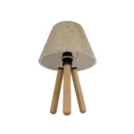 GloboStar® CAP 204-0067 Μοντέρνο Eπιτραπέζιο Φωτιστικό Μονόφωτο 1 x E27 IP20 Καρυδί Ξύλο με Μπεζ Ύφασμα - Μ22 x Π22 x Υ33cm - Image 4