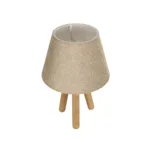 GloboStar® CAP 204-0067 Μοντέρνο Eπιτραπέζιο Φωτιστικό Μονόφωτο 1 x E27 IP20 Καρυδί Ξύλο με Μπεζ Ύφασμα - Μ22 x Π22 x Υ33cm - Image 5