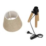 GloboStar® CAP 204-0067 Μοντέρνο Eπιτραπέζιο Φωτιστικό Μονόφωτο 1 x E27 IP20 Καρυδί Ξύλο με Μπεζ Ύφασμα - Μ22 x Π22 x Υ33cm - Image 9