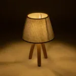 GloboStar® CAP 204-0068 Μοντέρνο Eπιτραπέζιο Φωτιστικό Μονόφωτο 1 x E27 IP20 Καρυδί Ξύλο με Μαύρο Ύφασμα - Μ22 x Π22 x Υ33cm - Image 2