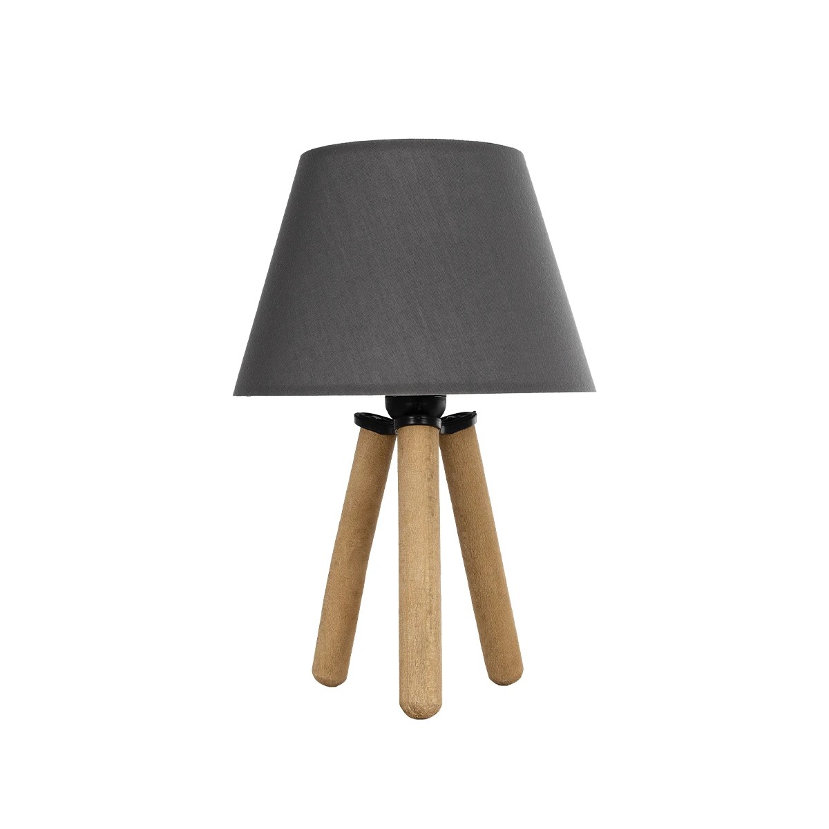 GloboStar® CAP 204-0068 Μοντέρνο Eπιτραπέζιο Φωτιστικό Μονόφωτο 1 x E27 IP20 Καρυδί Ξύλο με Μαύρο Ύφασμα - Μ22 x Π22 x Υ33cm - Image 3